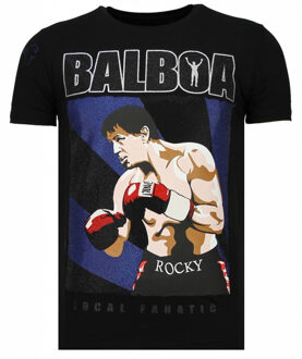 Local Fanatic Balboa - Rhinestone T-shirt - Zwart - Maten: L