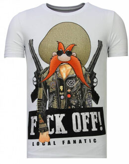 Local Fanatic Bandit Chief - Rhinestone T-shirt - Wit - Maten: L