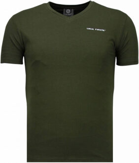 Local Fanatic Basic Exclusieve V Neck - T-Shirt - Groen - Maten: S