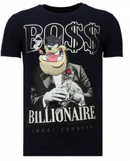 Local Fanatic Billionaire Boss - Rhinestone T-shirt - Navy - Maten: L