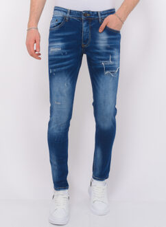 Local Fanatic Blue ripped jeans slim fit Blauw - 29