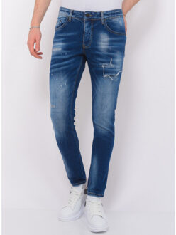 Local Fanatic Blue ripped jeans slim fit - maat 34 Blauw