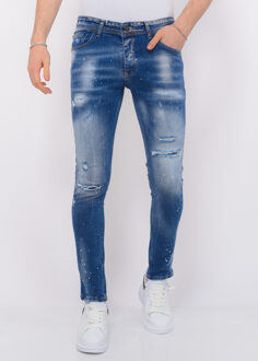 Local Fanatic Blue ripped stretch jeans slim fit Blauw - 29