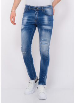 Local Fanatic Blue ripped stretch jeans slim fit Blauw - 30
