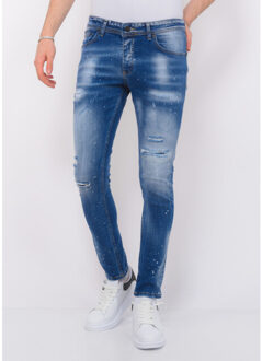 Local Fanatic Blue ripped stretch jeans slim fit - maat 38 Blauw