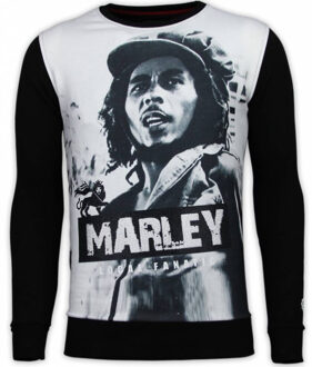Local Fanatic Bob Marley - Digital Rhinestone Sweater - Zwart - Maten: L