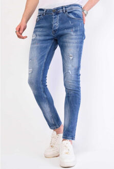 Local Fanatic Broek met verfspatten slim fit 1063 - maat 38 Blauw