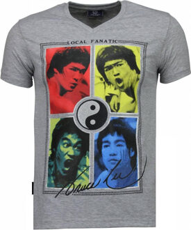 Local Fanatic Bruce Lee Ying Yang - T-shirt - Grijs - Maat: XL