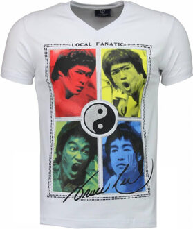 Local Fanatic Bruce Lee Ying Yang - T-shirt - Wit - Maat: L