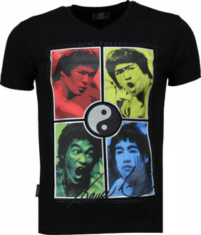 Local Fanatic Bruce Lee Ying Yang - T-shirt - Zwart - Maat: XL