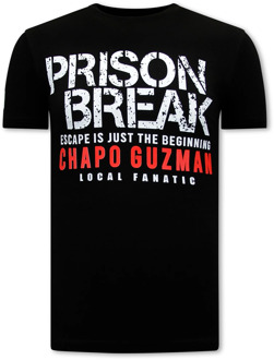 Local Fanatic Chapo guzman prison break t-shirt Zwart - L