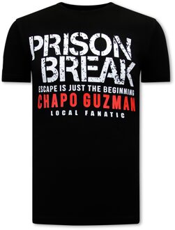 Local Fanatic Chapo guzman prison break t-shirt Zwart - S