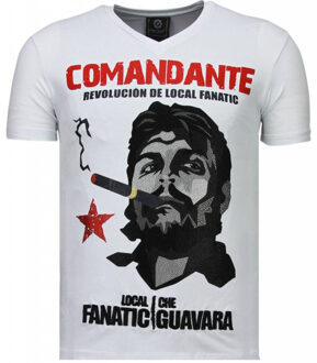 Local Fanatic Che Guevara Comandante - Rhinestone T-shirt - Wit - Maten: S