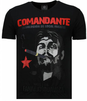 Local Fanatic Che Guevara Comandante - Rhinestone T-shirt - Zwart - Maten: L