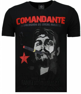 Local Fanatic Che Guevara Comandante - Rhinestone T-shirt - Zwart - Maten: M