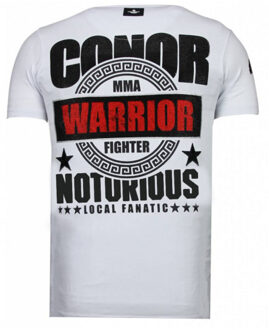 Local Fanatic Conor notorious warrior rhinestone t-shirt - maat XL Wit