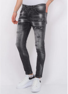 Local Fanatic Distressed jeans stonewash slim fit Zwart - 36