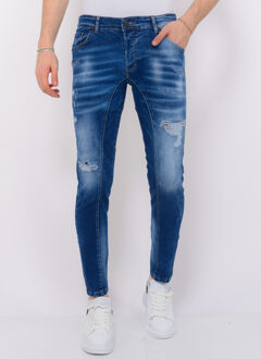 Local Fanatic Distressed ripped jeans slim fit Blauw - 31