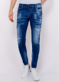 Local Fanatic Distressed ripped jeans slim fit Blauw - 33