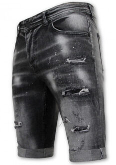 Local Fanatic Distressed short stonewash slim fit - maat 32 Zwart