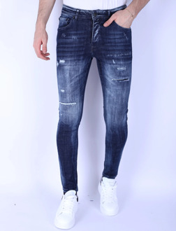 Local Fanatic Donker slim fit jeans met gaten 1101 Blauw - 29