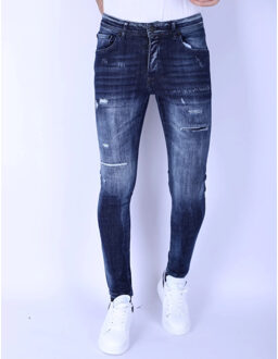 Local Fanatic Donker slim fit jeans met gaten 1101 Blauw - 29