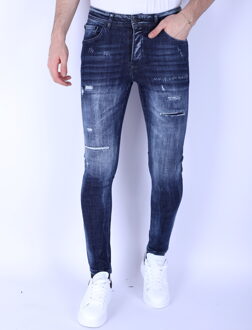 Local Fanatic Donker slim fit jeans met gaten 1101 Blauw - 33