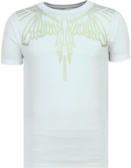 Local Fanatic Eagle Glitter - Strakke T shirt Heren - 6359W - Wit - Maten: S