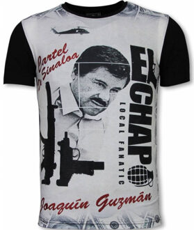 Local Fanatic El Chapo - Digital Rhinestone T-shirt - Zwart - Maten: XXL