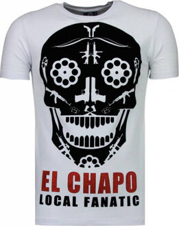 Local Fanatic El Chapo - Flockprint T-shirt - Wit - Maten: XXL