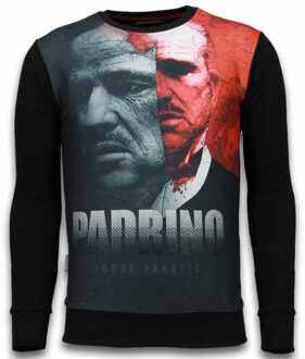 Local Fanatic El Padrino Two Faced - Digital Rhinestone Sweater - Zwart - Maten: L