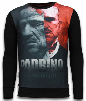 Local Fanatic El Padrino Two Faced - Digital Rhinestone Sweater - Zwart - Maten: S