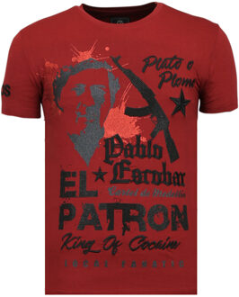 Local Fanatic El Patron Pablo - Rhinestone T-shirt - Bordeaux - Maten: S