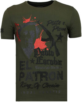 Local Fanatic El Patron Pablo - Rhinestone T-shirt - Khaki - Maten: M
