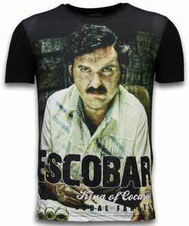 Local Fanatic Escobar King Of Cocaine - Digital Rhinestone T-shirt - Zwart - Maten: L