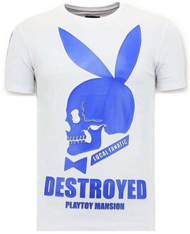 Local Fanatic Exclusief Heren T-shirt - Destroyed Playtoy - Wit - Maten: XXL