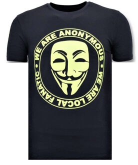 Local Fanatic Exclusief Heren T-shirt - We Are Anonymous - Blauw - Maten: S
