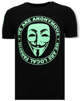 Local Fanatic Exclusief Mannen T-shirt - We Are Anonymous -Zwart - Maten: S