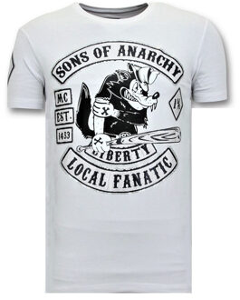Local Fanatic Exclusieve Heren T shirt met Print - Sons of Anarchy MC - Wit - Maten: L