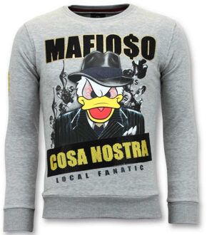 Local Fanatic Exclusieve Sweater Heren - Cosa Nostra Mafioso - Grijs - Maten: S