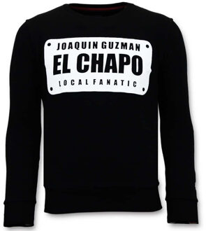 Local Fanatic Exclusieve Sweater Heren - Joaquin Guzman El Chapo - Zwart - Maten: S