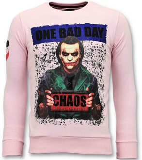 Local Fanatic Exclusieve Sweater Heren - The Joker Man - Roze - Maten: L