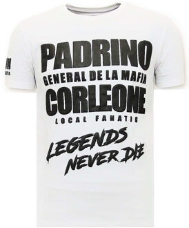 Local Fanatic Exclusieve T-shirt Heren - Padrino Corleone - Wit - Maten: XL