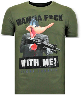 Local Fanatic Exclusieve T-shirt Mannen - Shooting Duck Gun - Groen - Maten: M