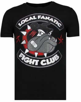 Local Fanatic Fight Club Spike - Rhinestone T-shirt - Zwart - Maten: L