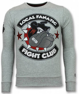 Local Fanatic Fight Club Trui - Bulldog Sweater Heren - Mannen Truien - Grijs - Maten: L