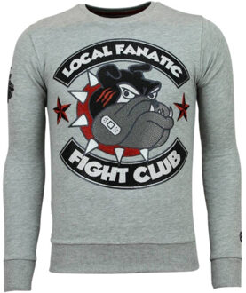 Local Fanatic Fight Club Trui - Bulldog Sweater Heren - Mannen Truien - Grijs - Maten: XXL