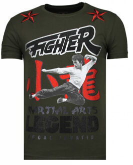 Local Fanatic Fighter Legend - Rhinestone T-shirt - Khaki - Maten: L