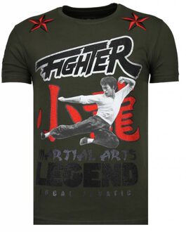 Local Fanatic Fighter Legend - Rhinestone T-shirt - Khaki - Maten: M