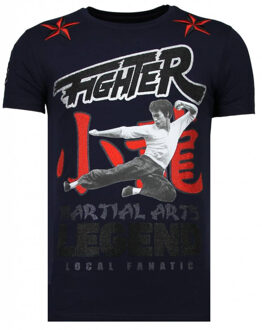 Local Fanatic Fighter Legend - Rhinestone T-shirt - Navy - Maten: L